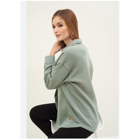 Revolve Tularosa Button Up Shirt Jacket Shacket Oversized Teal Fleece Lined Sz M - Picture 4 of 13